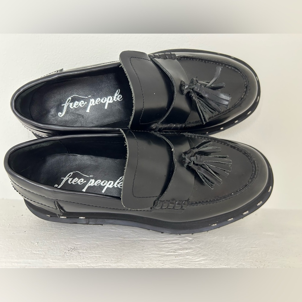 Free People Black Leather Loafers - Picture 8 of 8